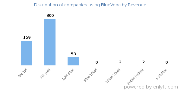 BlueVoda clients - distribution by company revenue