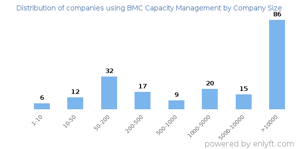 Companies using BMC Capacity Management, by size (number of employees)