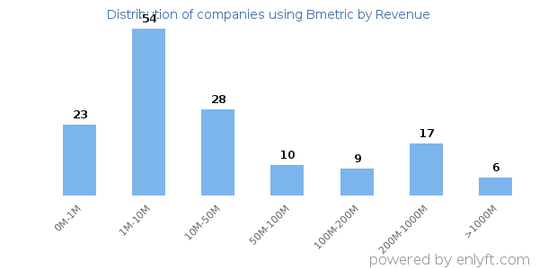 Bmetric clients - distribution by company revenue