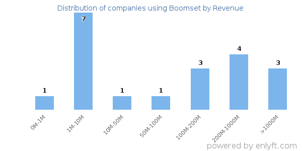 Boomset clients - distribution by company revenue