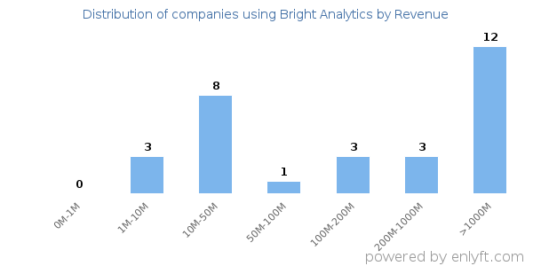 Bright Analytics clients - distribution by company revenue