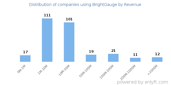 BrightGauge clients - distribution by company revenue