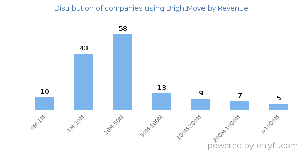 BrightMove clients - distribution by company revenue