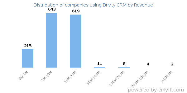 Brivity CRM clients - distribution by company revenue