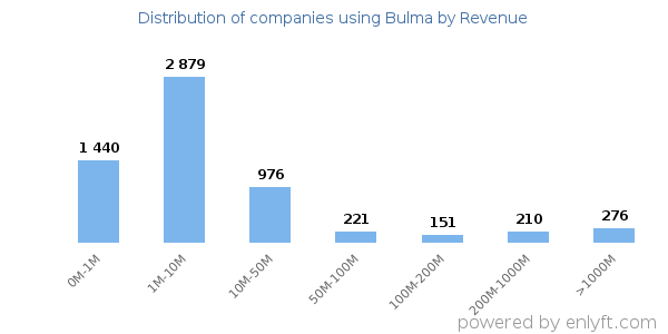 Bulma clients - distribution by company revenue