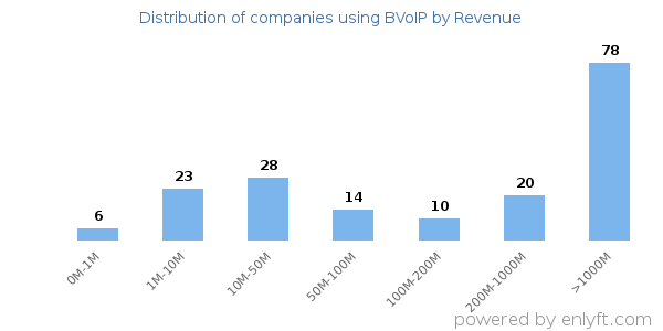 BVoIP clients - distribution by company revenue