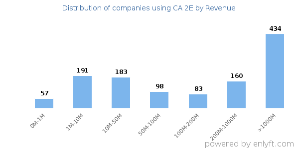 CA 2E clients - distribution by company revenue