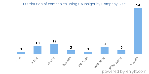 Companies using CA Insight, by size (number of employees)
