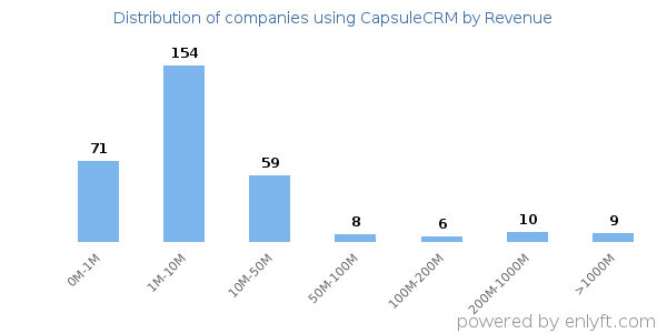 CapsuleCRM clients - distribution by company revenue