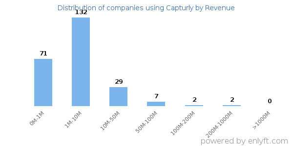 Capturly clients - distribution by company revenue