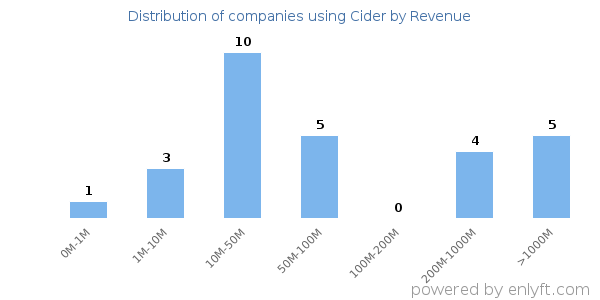 Cider clients - distribution by company revenue