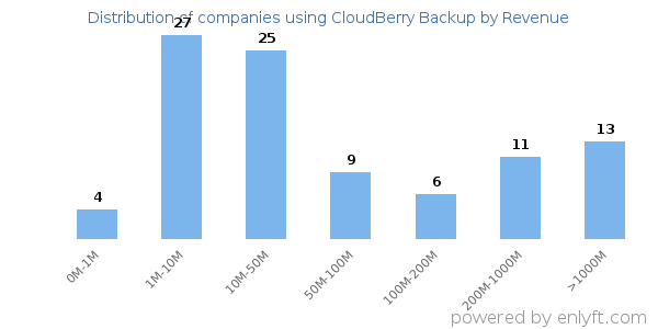 CloudBerry Backup clients - distribution by company revenue