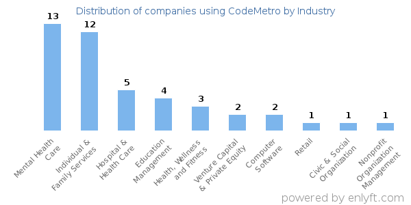 Companies using CodeMetro - Distribution by industry