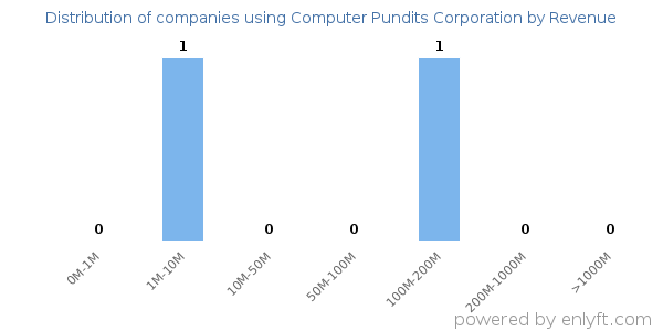 Computer Pundits Corporation clients - distribution by company revenue