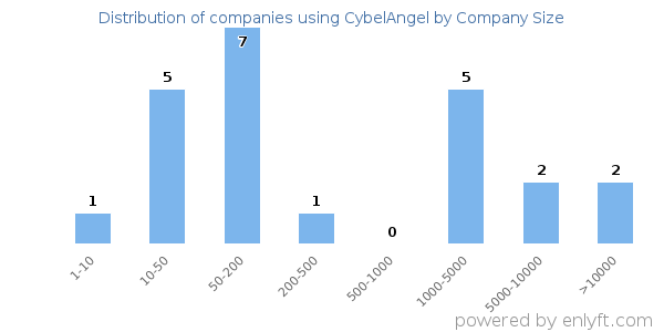Companies using CybelAngel, by size (number of employees)