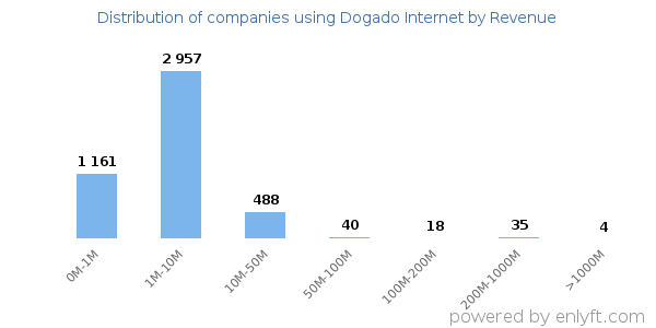 Dogado Internet clients - distribution by company revenue