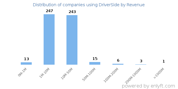 DriverSide clients - distribution by company revenue