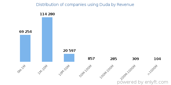 Duda clients - distribution by company revenue