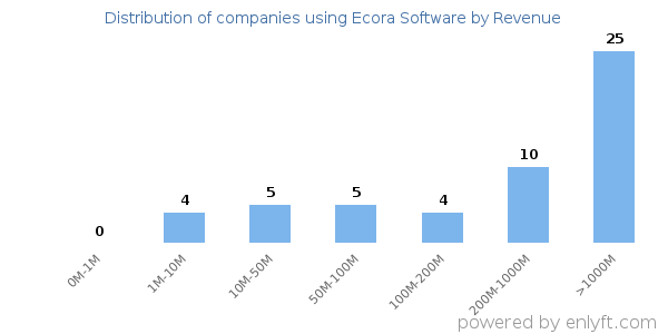 Ecora Software clients - distribution by company revenue