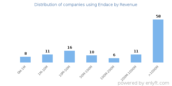 Endace clients - distribution by company revenue