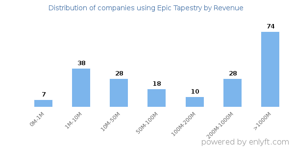 Epic Tapestry clients - distribution by company revenue