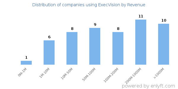 ExecVision clients - distribution by company revenue
