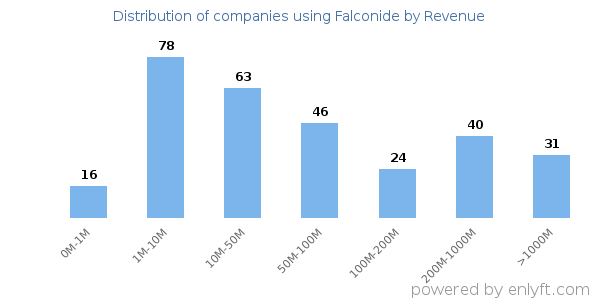Falconide clients - distribution by company revenue