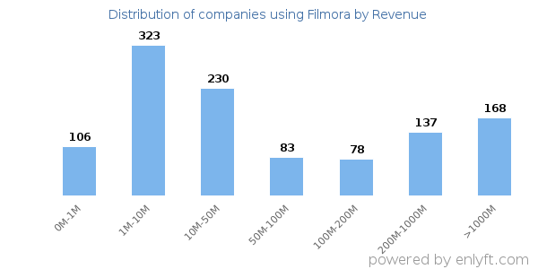 Filmora clients - distribution by company revenue
