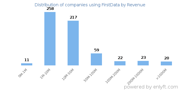 FirstData clients - distribution by company revenue