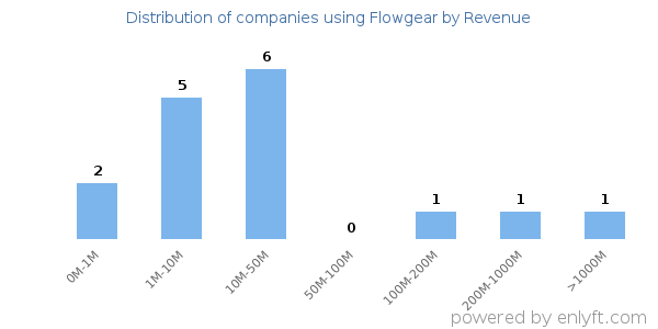 Flowgear clients - distribution by company revenue