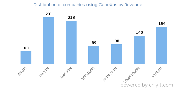 GeneXus clients - distribution by company revenue