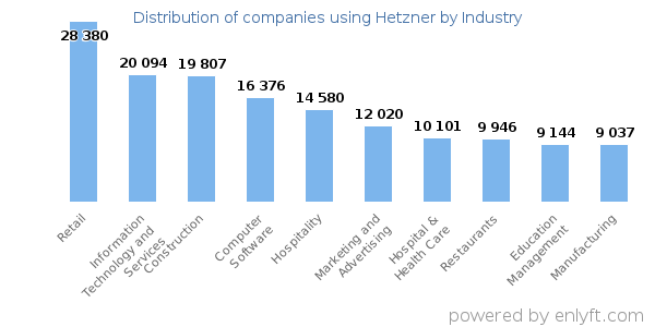Companies using Hetzner - Distribution by industry