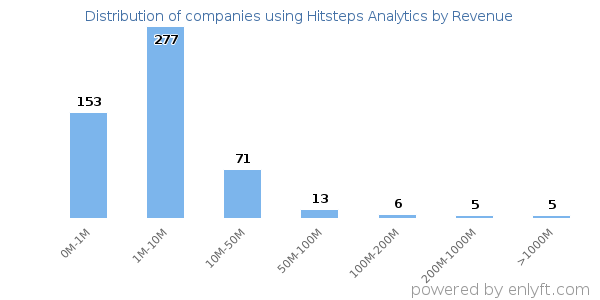 Hitsteps Analytics clients - distribution by company revenue