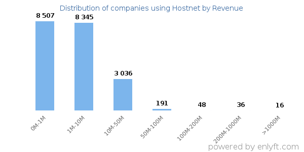 Hostnet clients - distribution by company revenue