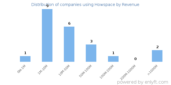 Howspace clients - distribution by company revenue