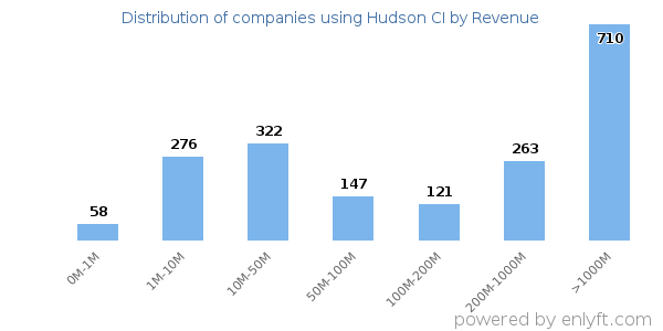 Hudson CI clients - distribution by company revenue