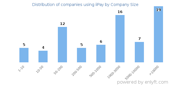 Companies using iiPay, by size (number of employees)