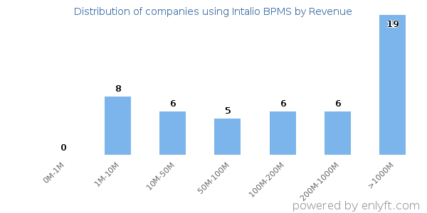 Intalio BPMS clients - distribution by company revenue