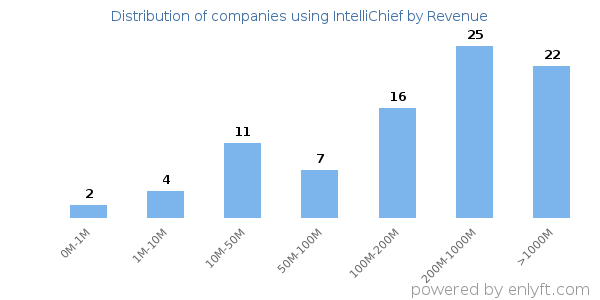 IntelliChief clients - distribution by company revenue