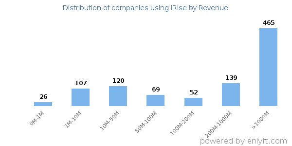 iRise clients - distribution by company revenue