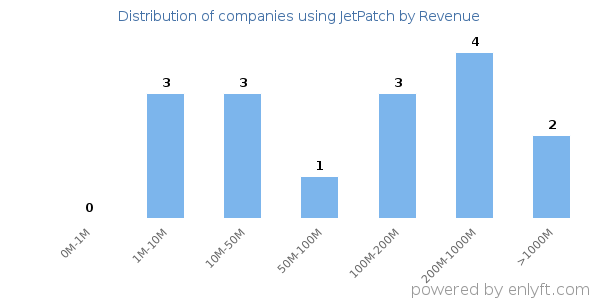 JetPatch clients - distribution by company revenue