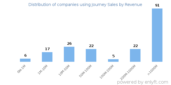 Journey Sales clients - distribution by company revenue
