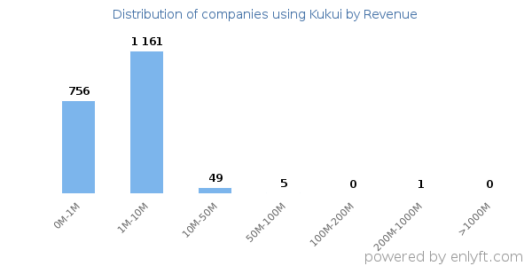 Kukui clients - distribution by company revenue