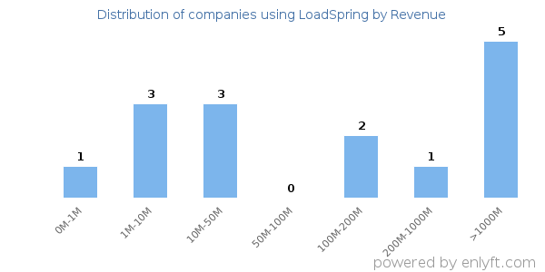LoadSpring clients - distribution by company revenue