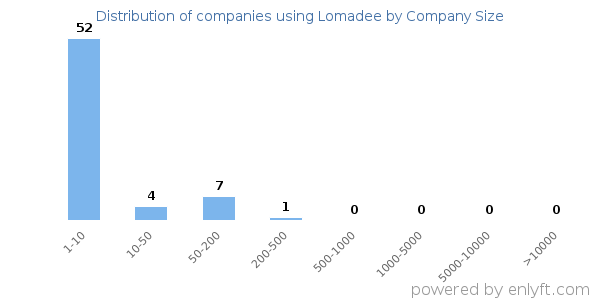 Companies using Lomadee, by size (number of employees)