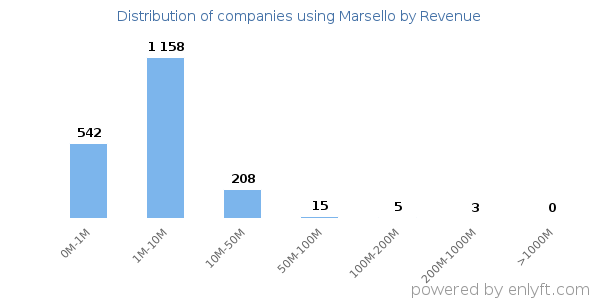 Marsello clients - distribution by company revenue