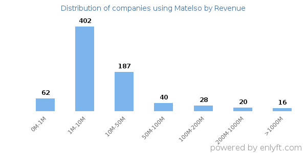 Matelso clients - distribution by company revenue