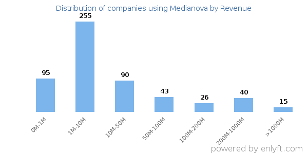 Medianova clients - distribution by company revenue