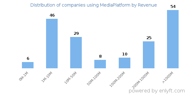 MediaPlatform clients - distribution by company revenue