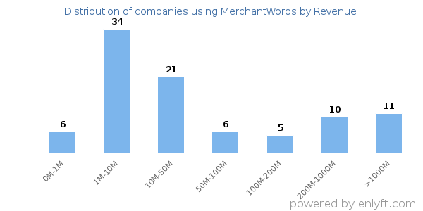 MerchantWords clients - distribution by company revenue